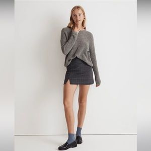 NWT Madewell Wool-Blend Mini Skirt - Size 0 - Gray Plaid